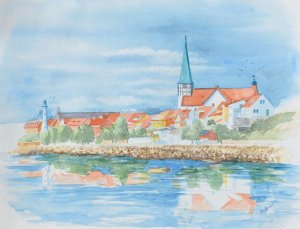 Helle_V.Jensen_akvarel_Roenne_by_Nikolaj-kirke-kysten_small.jpg