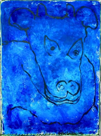 Grethe Lauesen - Blue Bull - papir - 56x76cm.jpg